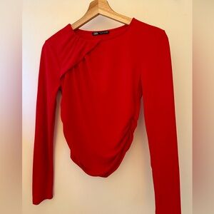 Zara Red Ruched Long Sleeves
